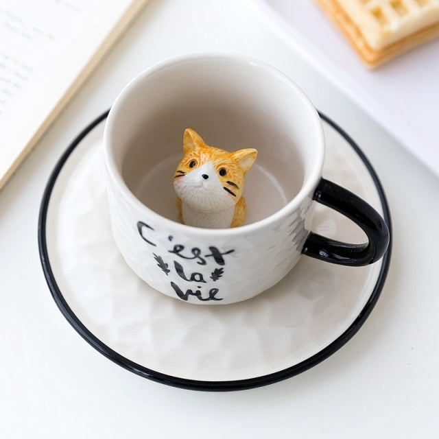 Kaffekrus med Skjult 3D Katt – Perfekt Gave til Katteelskere
