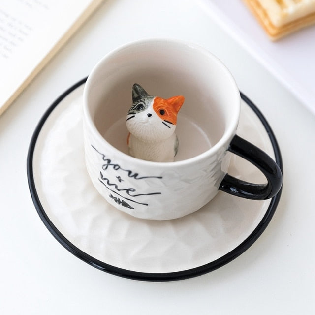 Kaffekrus med Skjult 3D Katt – Perfekt Gave til Katteelskere