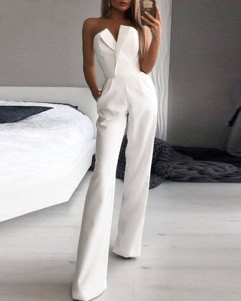 Dame Ærmeløs Jumpsuit til Festlige Lejligheder og Hverdag
