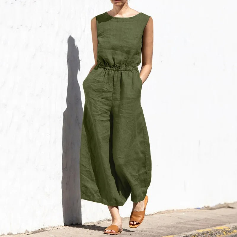 Jumpsuit for Kvinner med Høy Midje og Vid Passform