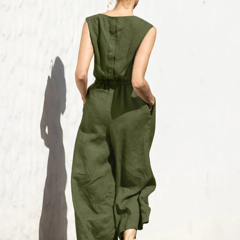 Jumpsuit for Kvinner med Høy Midje og Vid Passform
