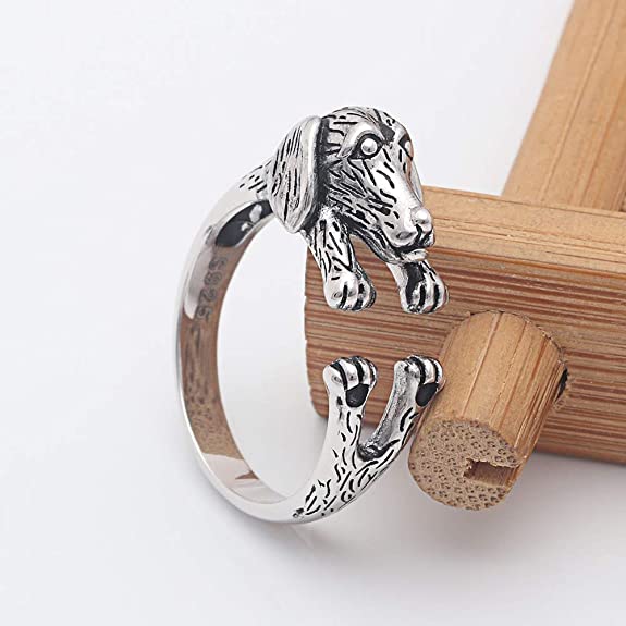 Justerbar Dachshund Ring i Sølv for Kvinner