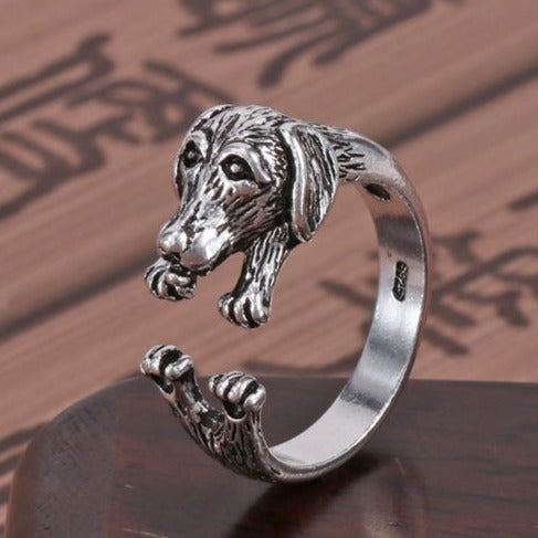 Justerbar Dachshund Ring i Sølv for Kvinner