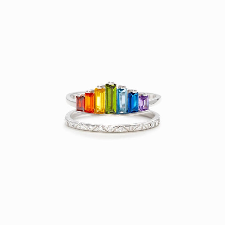 Justerbar Kronering med Regnbue Cubic Zirconia