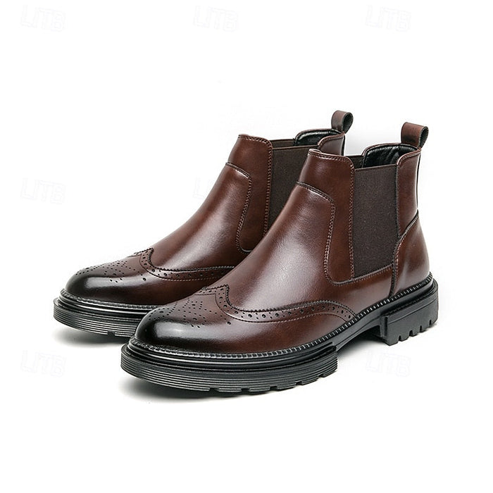 Herre Chelsea Boots med Broguedetaljer og Elastiske Sidepaneler