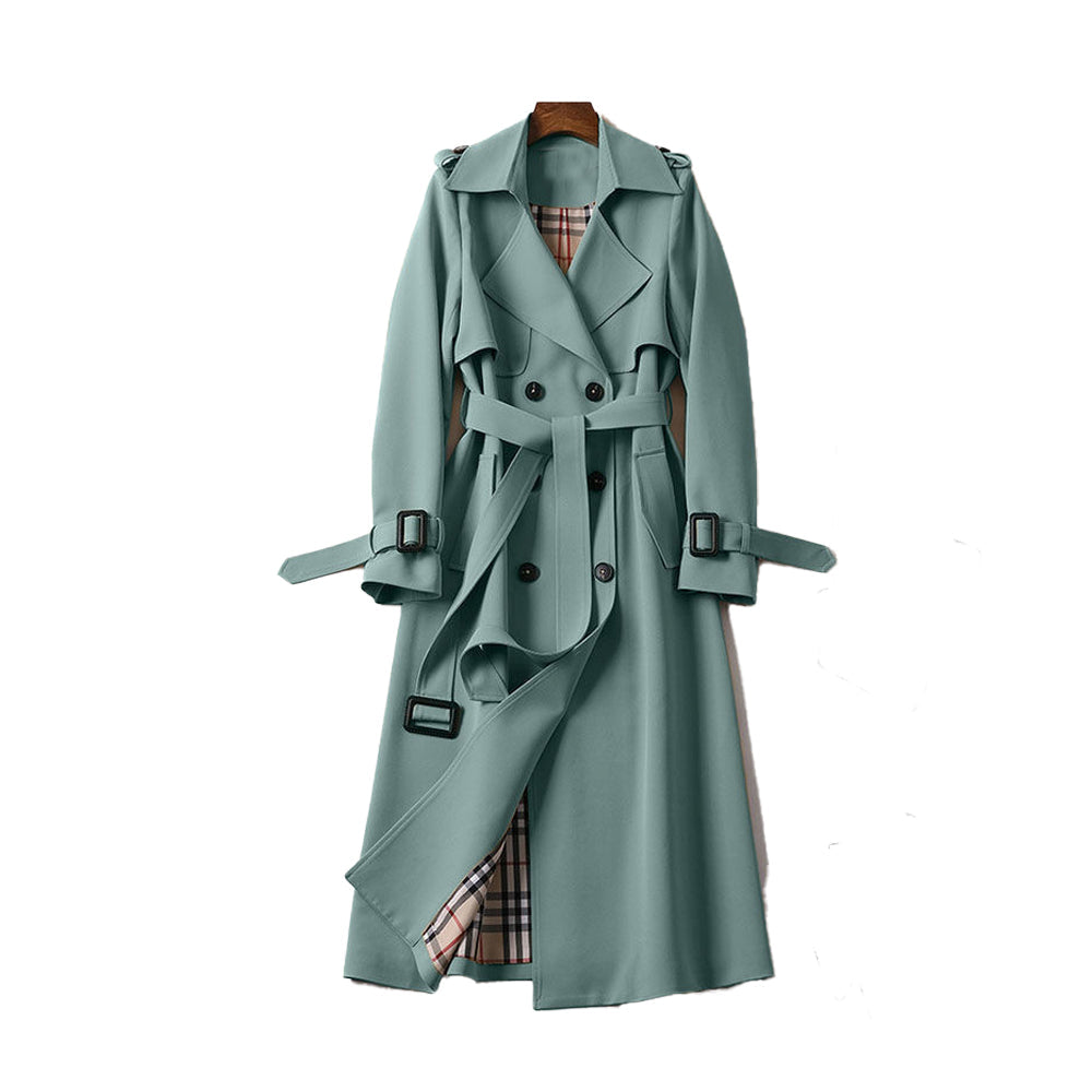 Kvinners klassisk trenchcoat med dobbel rad knapper