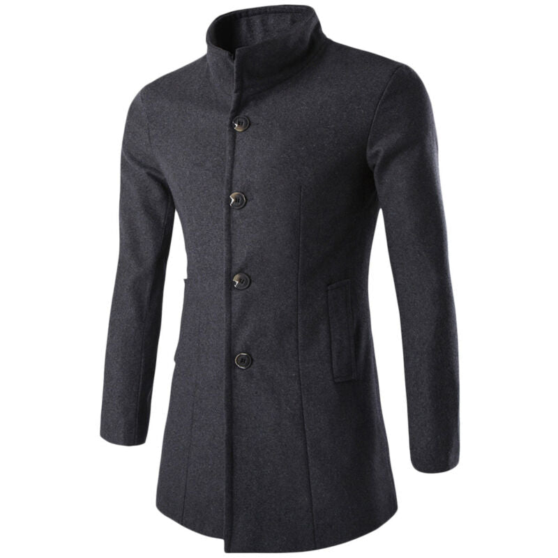 Elegant Trenchcoat for Menn med Klassisk Krage