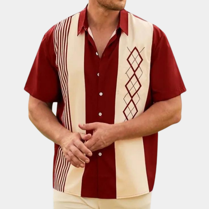 Menns Klassiske Retro Skjorte Korte Ermer