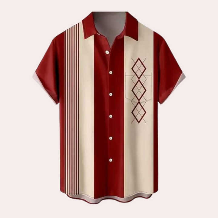 Menns Klassiske Retro Skjorte Korte Ermer