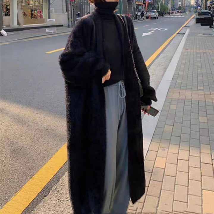 Dame Oversized Cardigan med Åpen Front