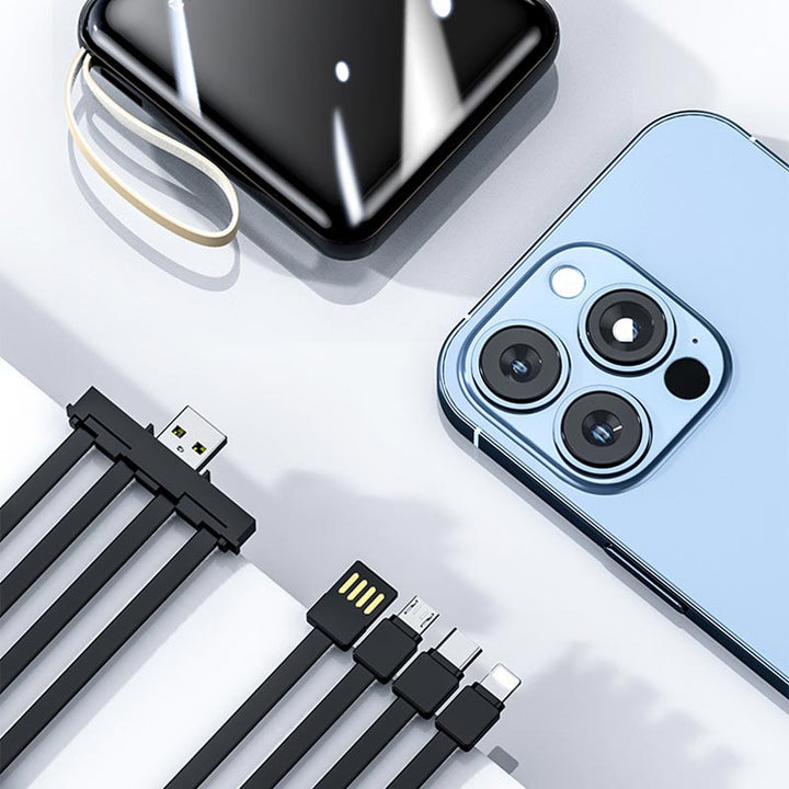 Mini Powerbank 20000mAh med Integrerte Kabler
