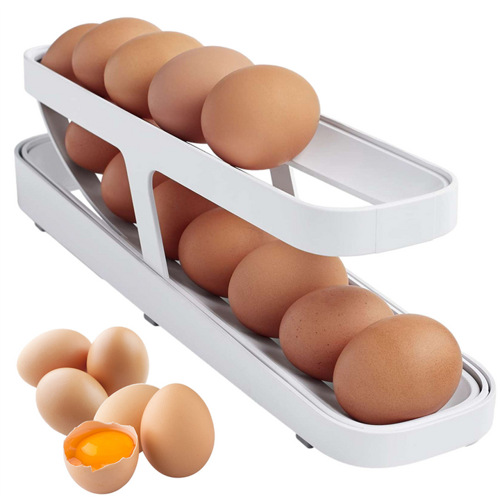Automatisk Rullende Eggedispenser - Kompakt Kjøkkenoppbevaring