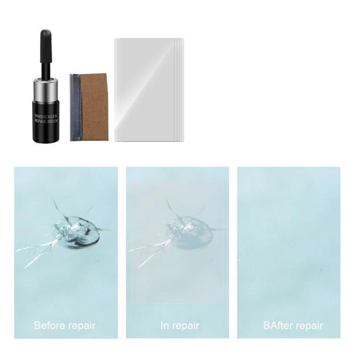 Universal reparasjonssett for bilfrontrute i glass