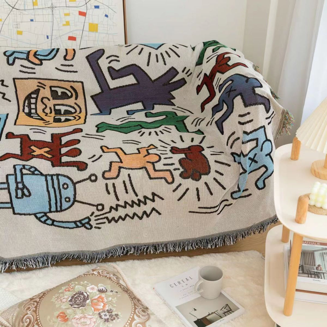 Koselig Kasteteppe med Animert Puslespilldesign og Dusker