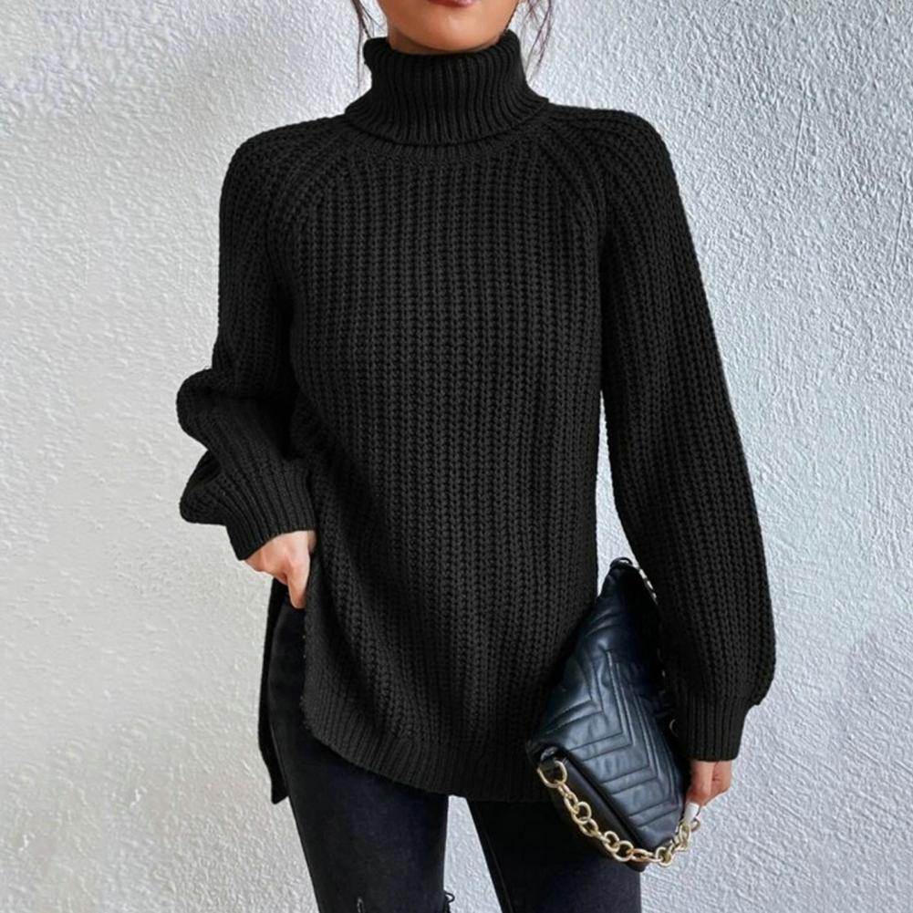 Kvinne Ribbet Turtleneck Genser – Varm og Stilig
