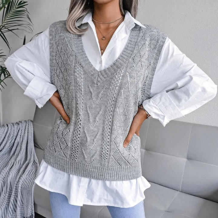 Kvinne Strikkvest med Moderne Design og Allsidig Stil