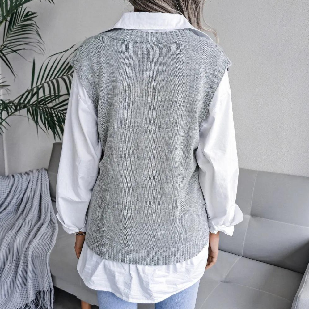 Kvinne Strikkvest med Moderne Design og Allsidig Stil
