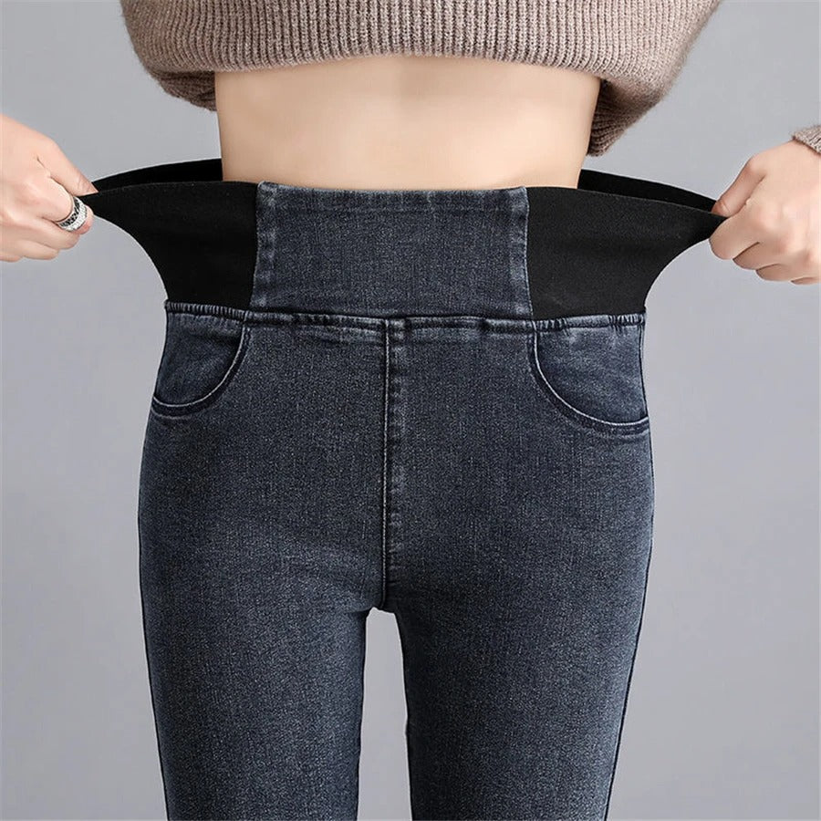 Kvinner Denimbukser Høy Midje Slim Fit Jeans