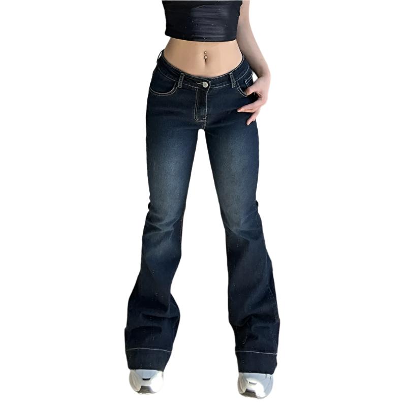 Kvinner Flare-jeans med Lav Midje – Trendy Retrostil