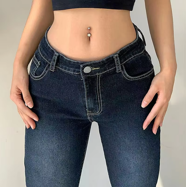 Kvinner Flare-jeans med Lav Midje – Trendy Retrostil