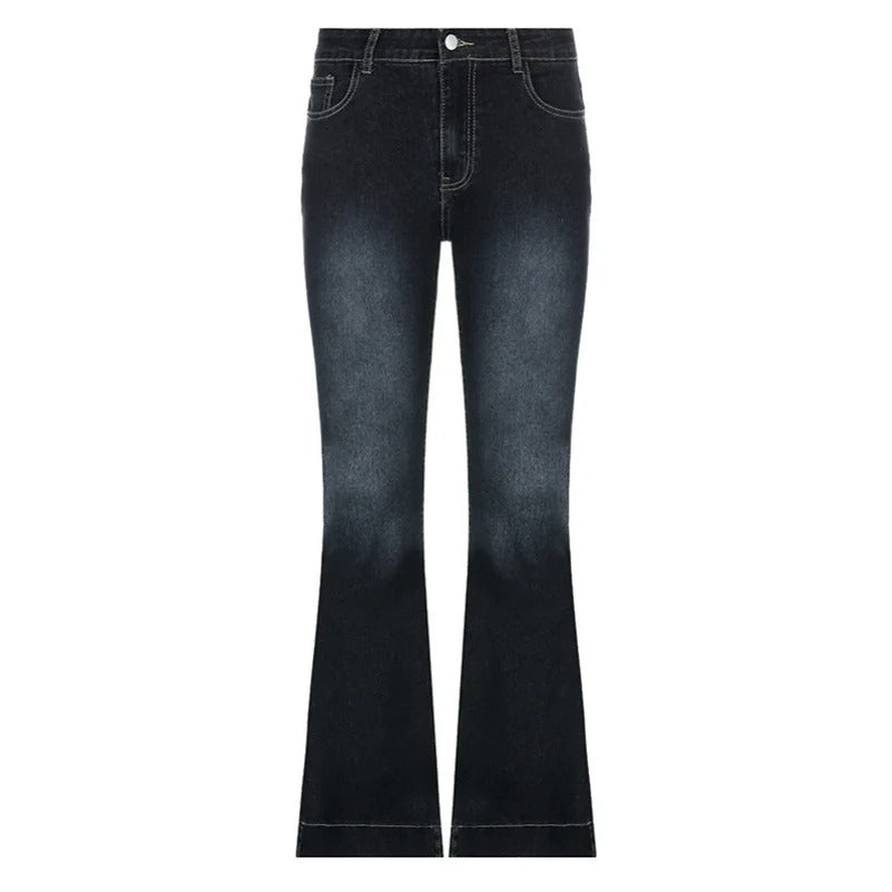 Kvinner Flare-jeans med Lav Midje – Trendy Retrostil