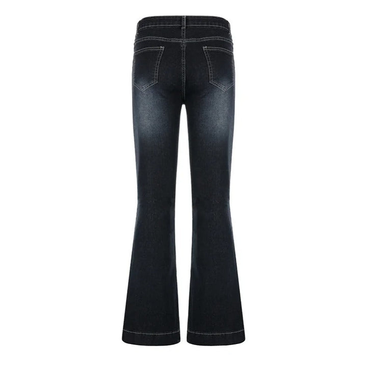 Kvinner Flare-jeans med Lav Midje – Trendy Retrostil