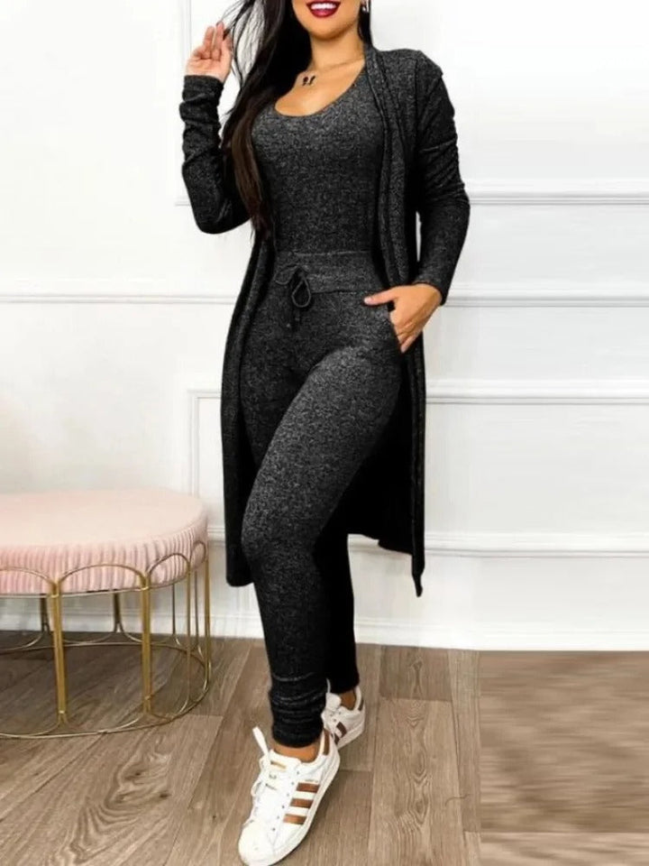 Kvinner Snøring Jumpsuit &amp; Kåpesett – Elegant Todelt Antrekk