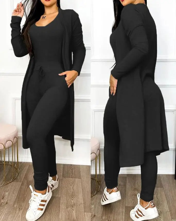 Kvinner Snøring Jumpsuit &amp; Kåpesett – Elegant Todelt Antrekk
