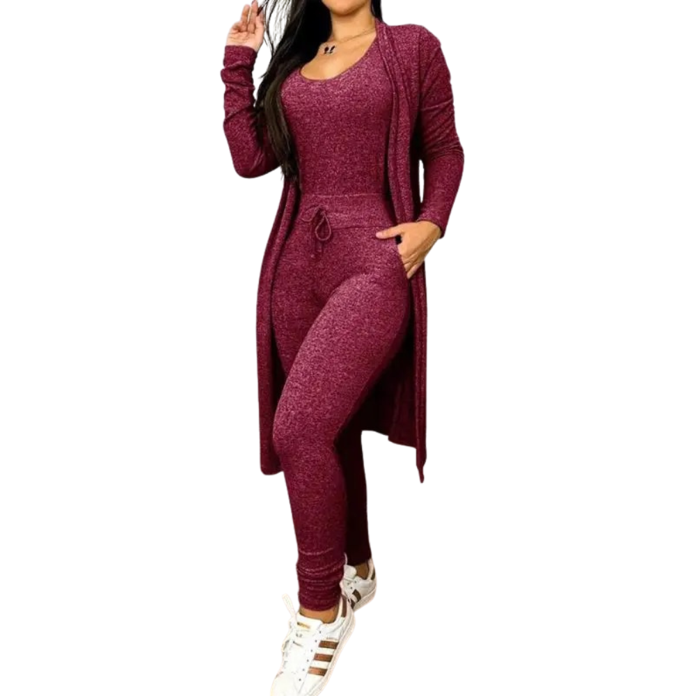 Kvinner Snøring Jumpsuit &amp; Kåpesett – Elegant Todelt Antrekk