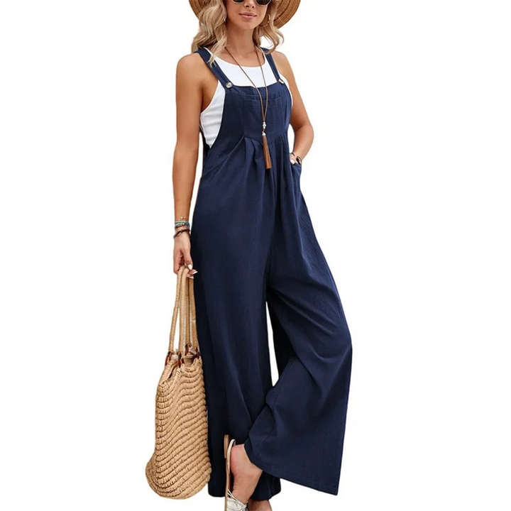 Kvinner Løs Baggy Bib Jumpsuit med Brede Ben