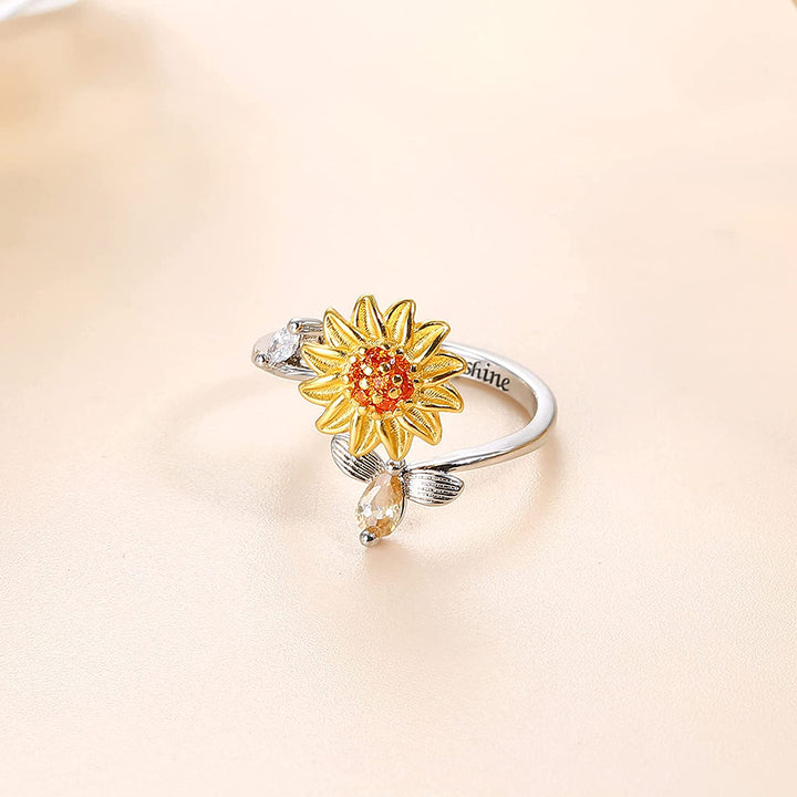 Kvinners Solsikke Fidget Ring for Angstlindring