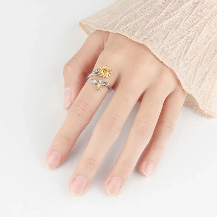 Kvinners Solsikke Fidget Ring for Angstlindring