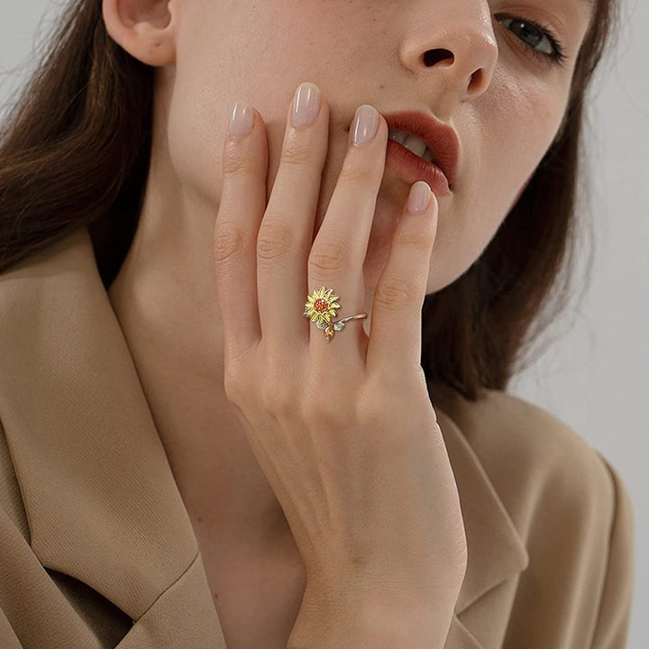 Kvinners Solsikke Fidget Ring for Angstlindring