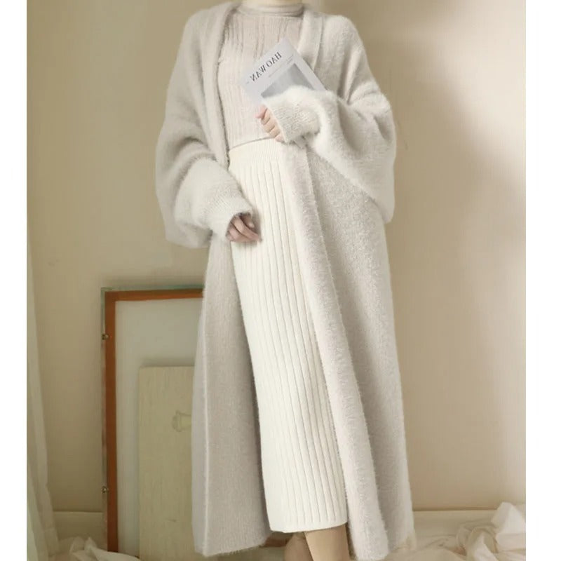 Lang Strikket Cardigan for Kvinner – Elegant &amp; Komfortabel