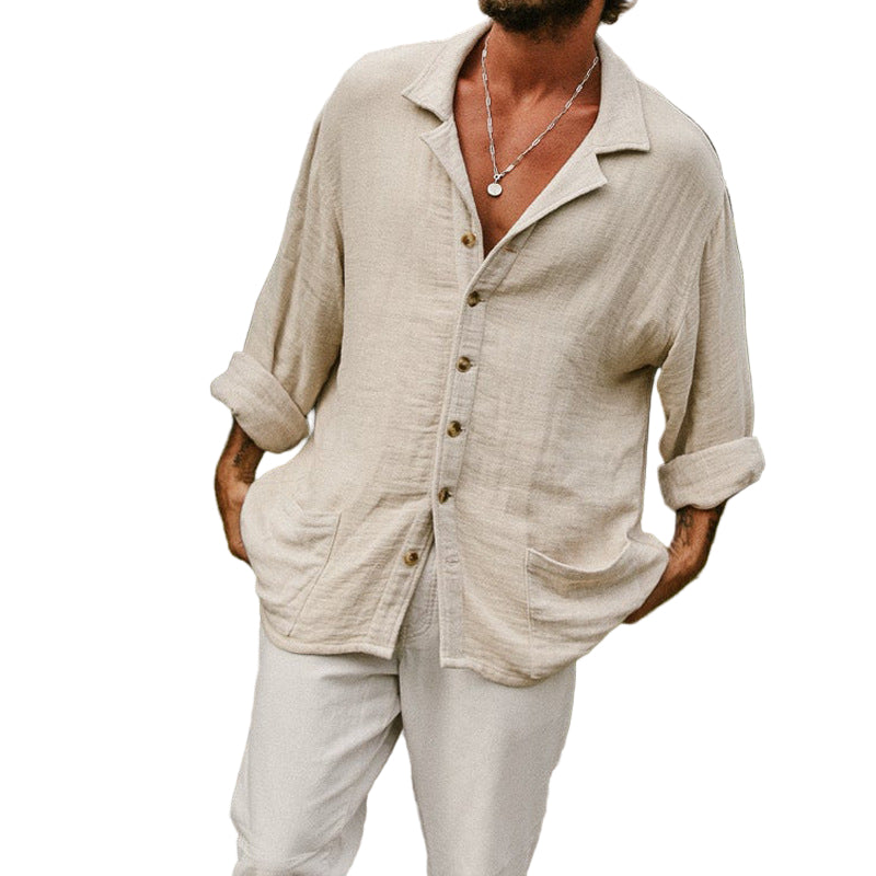 Herre Langermet Button-Up Skjorte for Avslappet Stil