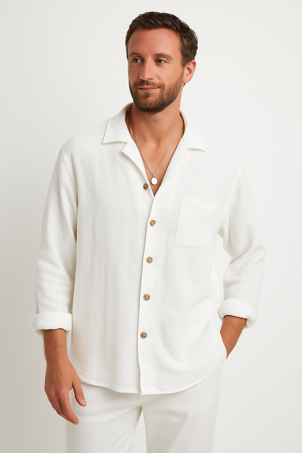 Herre Langermet Button-Up Skjorte for Avslappet Stil