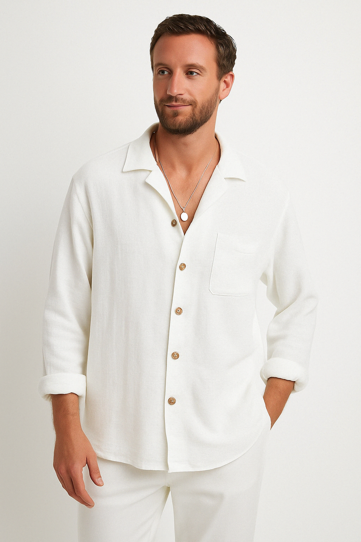 Herre Langermet Button-Up Skjorte for Avslappet Stil
