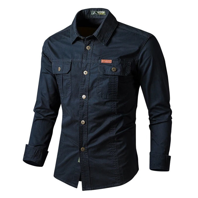 Langermet Militærskjorte for Menn – Robust Stil &amp; Komfort