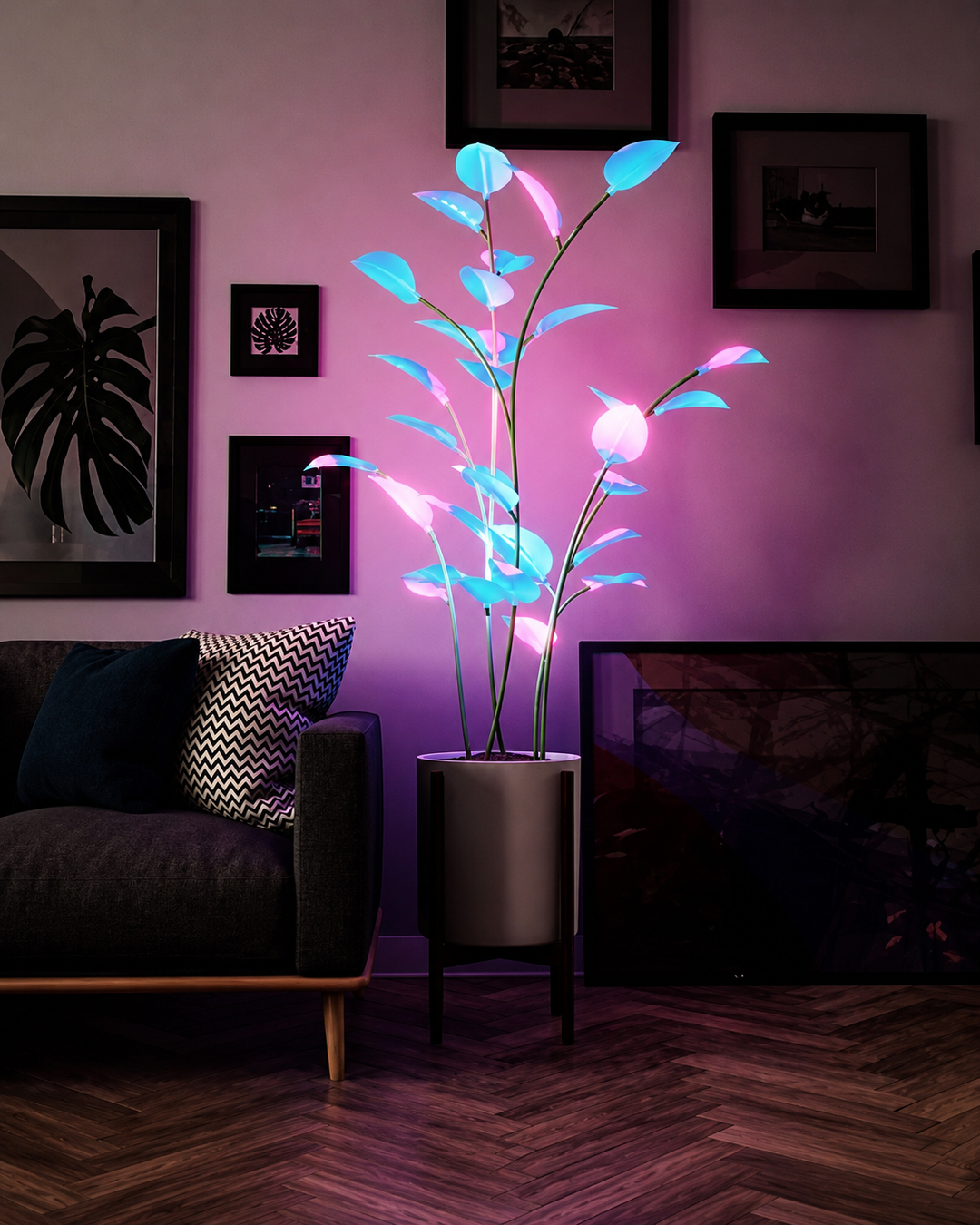 LED Planteformet Lampe med Dynamisk Fargeveksling
