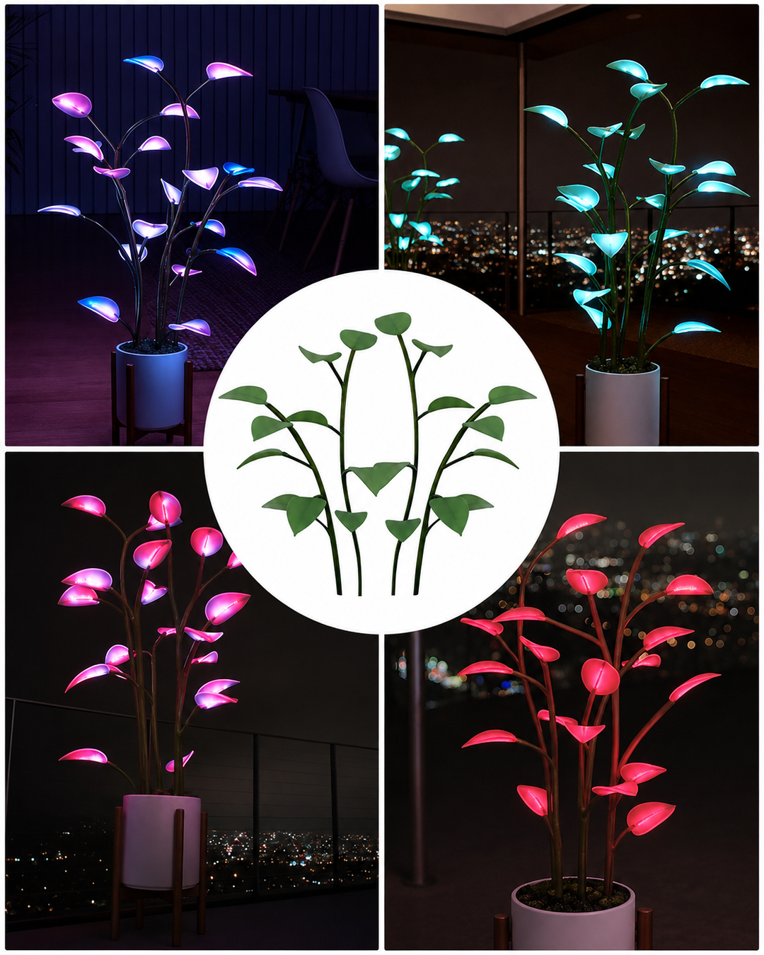 LED Planteformet Lampe med Dynamisk Fargeveksling