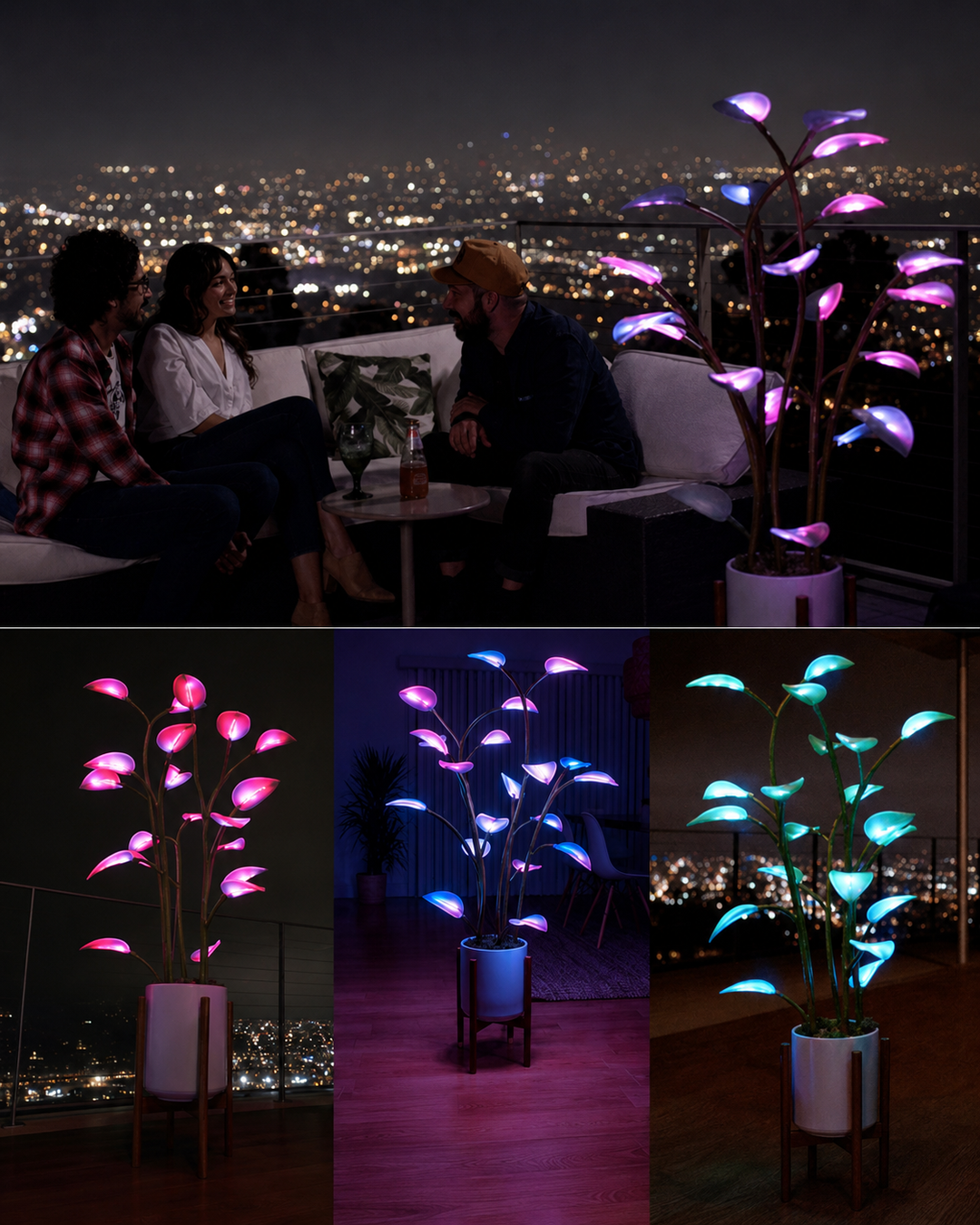 LED Planteformet Lampe med Dynamisk Fargeveksling