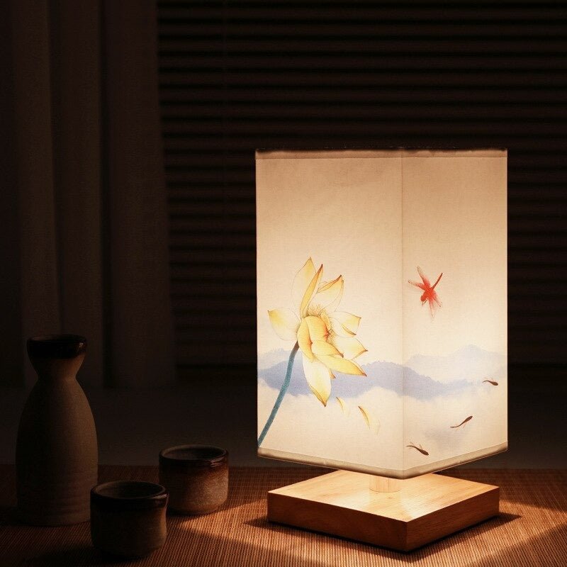 Liten Bordlampe Japansk Skandinavisk Design til Soverommet