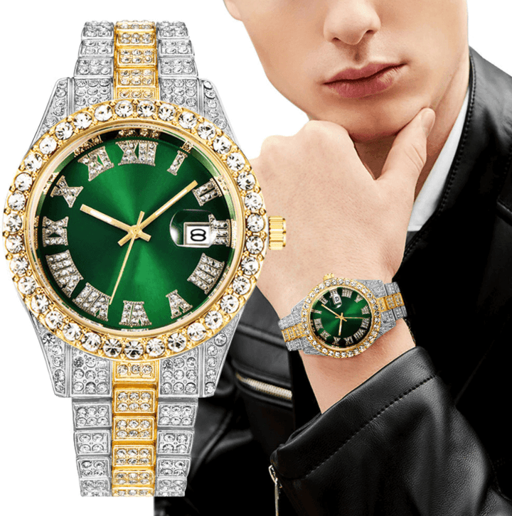 Iced Out Herreklokke med Romertall – Luksuriøs Glans