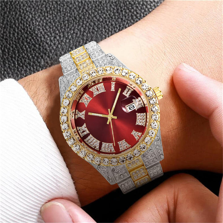 Iced Out Herreklokke med Romertall – Luksuriøs Glans