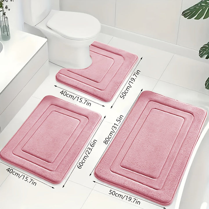Luksuriøst 3-delt Baderomsmatte Sett i Memory Foam