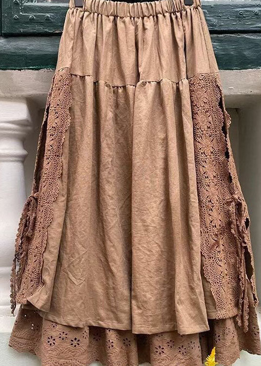 Kvinnes Skjørt med Lekne Blonder og Trendy Patchwork