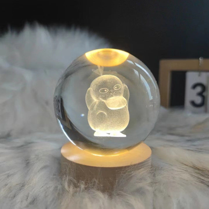 Månekrystallkule med LED-belysning