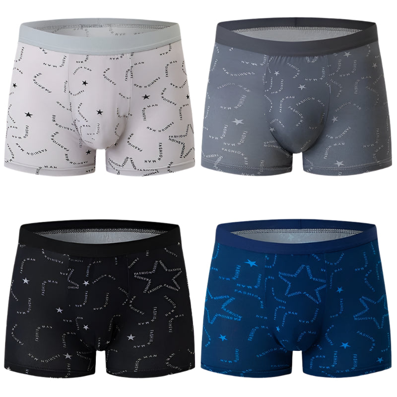 Menns 4-Pakning Trykte Boksershorts for Optimal HverdagsKomfort