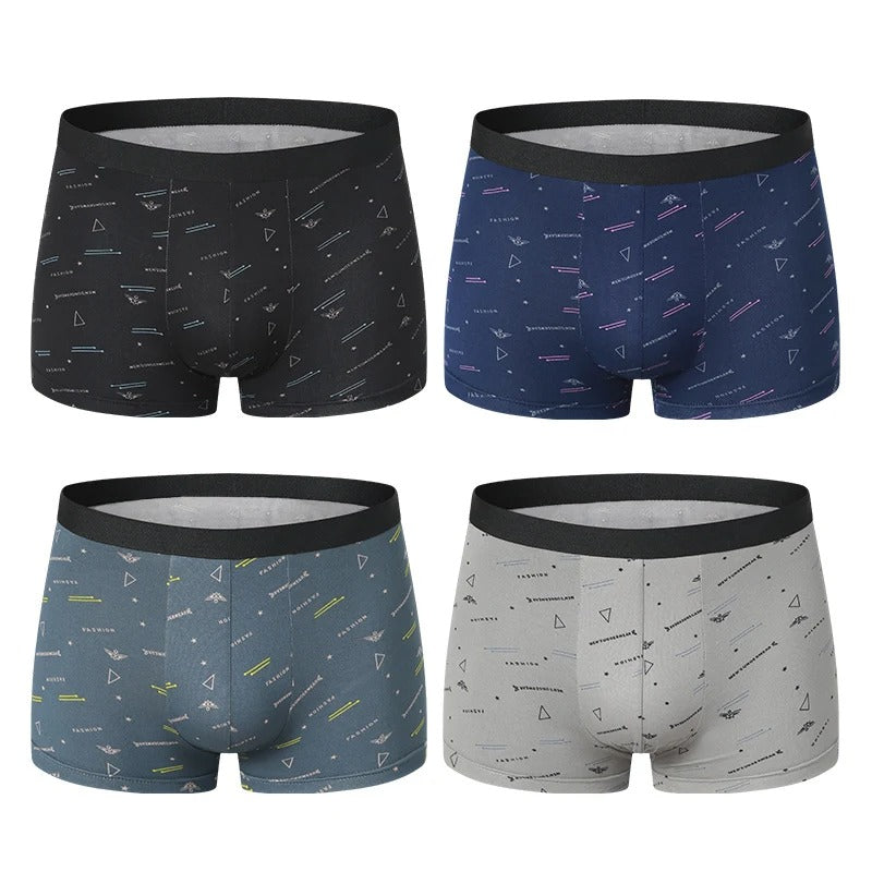 Menns 4-Pakning Trykte Boksershorts for Optimal HverdagsKomfort