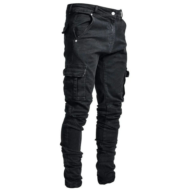 Menns Elastiske Cargo Jeans med Flere Lommer